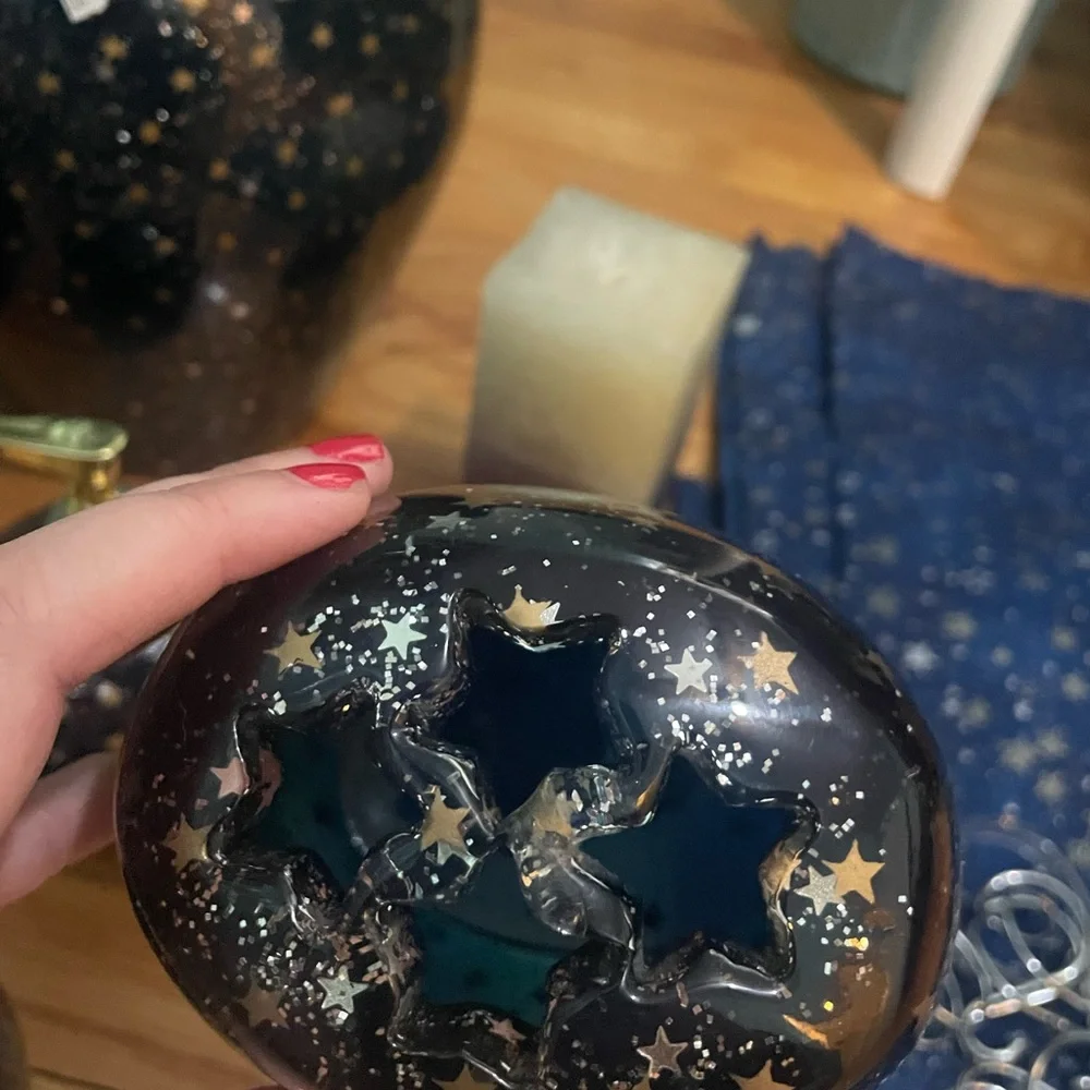 Y2K Celestial Starry night pattern Bathroom Accessory Set - Blue, silver, gold